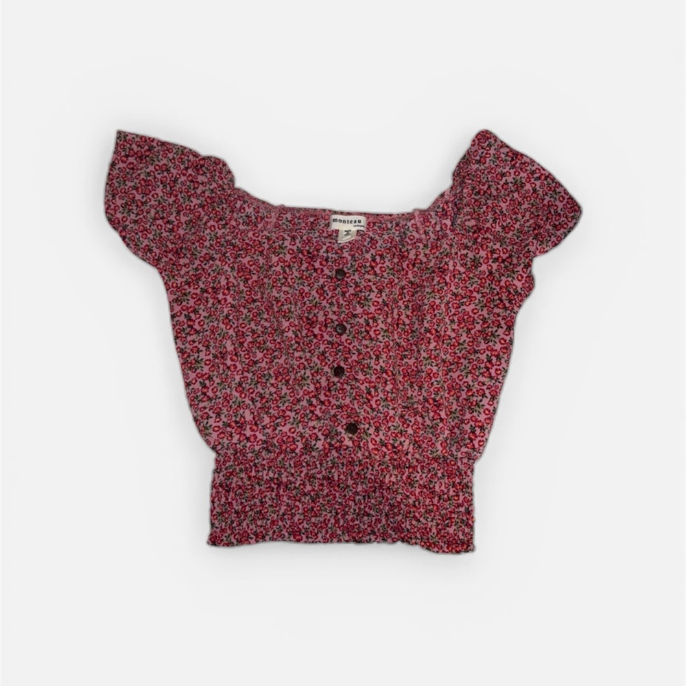 Monteau Pink Floral Blouse